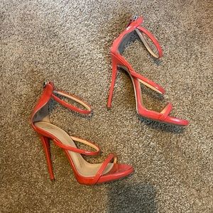 Orange Patent Leather Giuseppe Zanotti HARMONY Sandal Heel - Size 8